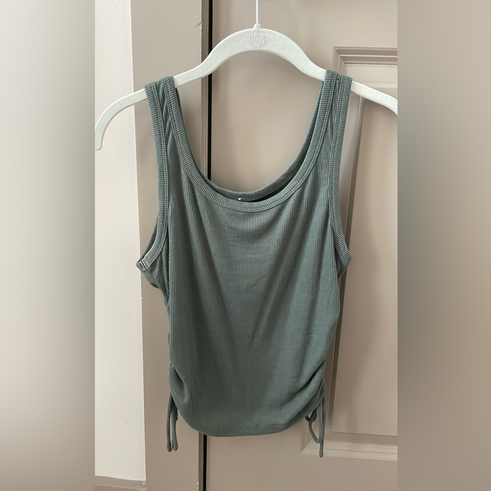 Princess Polly Green Cropped Tank with ties cinched on sides